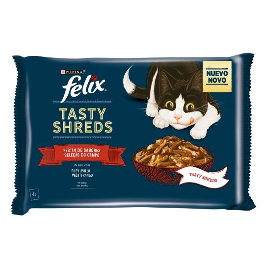FELIX TASTY SHREDS CARNE 4X80GR FELIX TASTY SHREDS CARNE 4X80GR