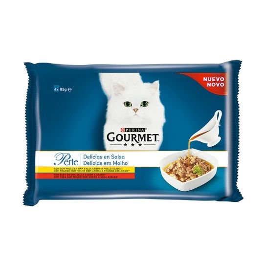 ALIMENTO GATO GOURMET PERLE MOLHO CARNE 4X85GR