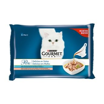 ALIMENTO GATO GOURMET PERLE MOLHO PEIXE 4X85GR