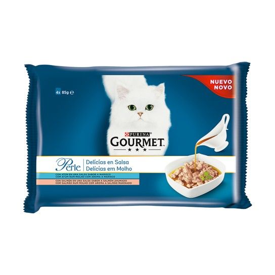 ALIMENTO GATO GOURMET PERLE MOLHO PEIXE 4X85GR