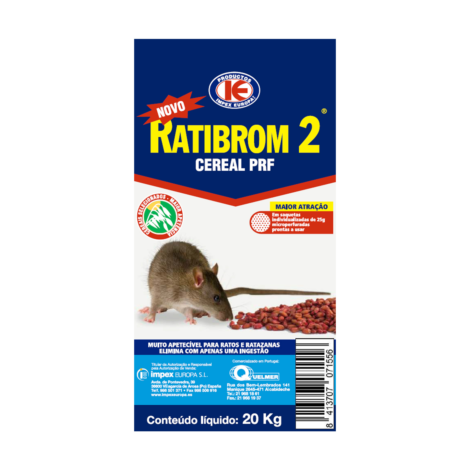 RATICIDA RATIBROM 2 CEREAL 50PPM CX 20KG RATICIDA RATIBROM 2 CEREAL 50PPM CX 20KG