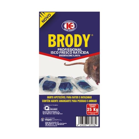 RATICIDA BRODY BRODIF 50PPM CX 25KG RATICIDA BRODY BRODIF 50PPM CX 25KG