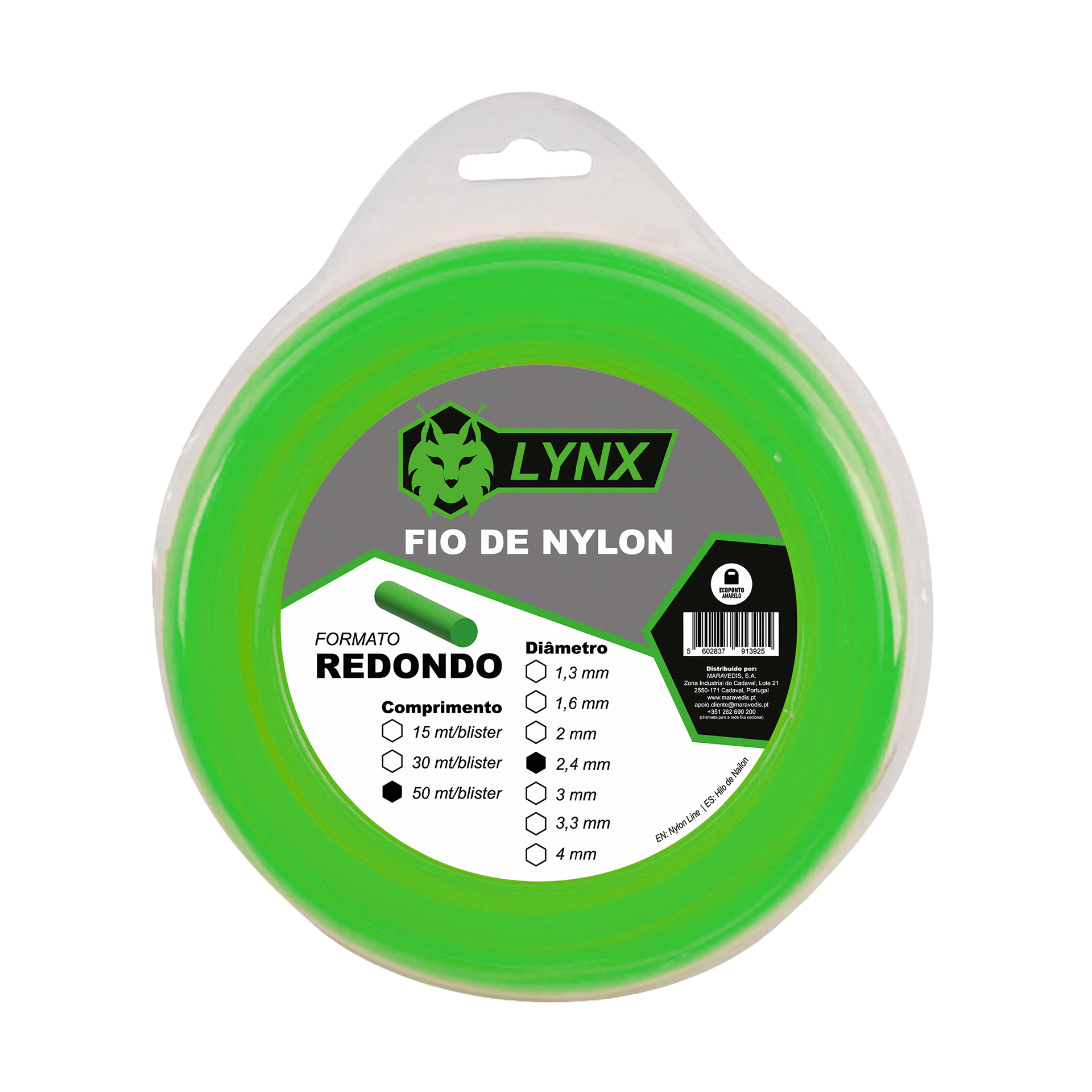 FIO NYLON REDONDO 2,4MM 50M LYNX FIO NYLON REDONDO 2,4MM 50M LYNX