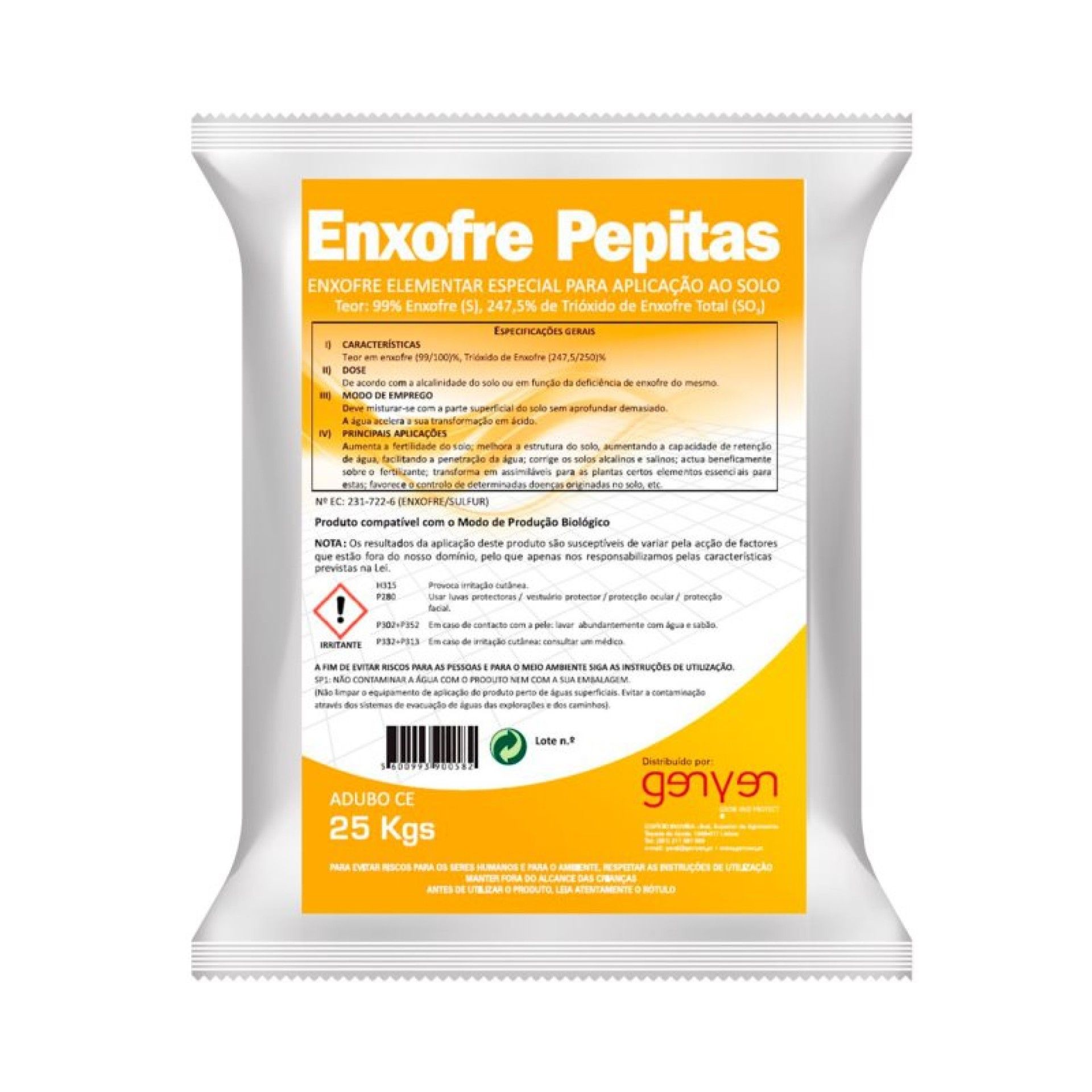 ENXOFRE PEPITAS 25KG ENXOFRE PEPITAS 25KG