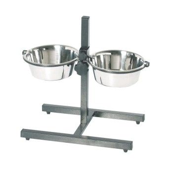 COMEDOURO INOX DUPLO AJUST�VEL 2X1400ML