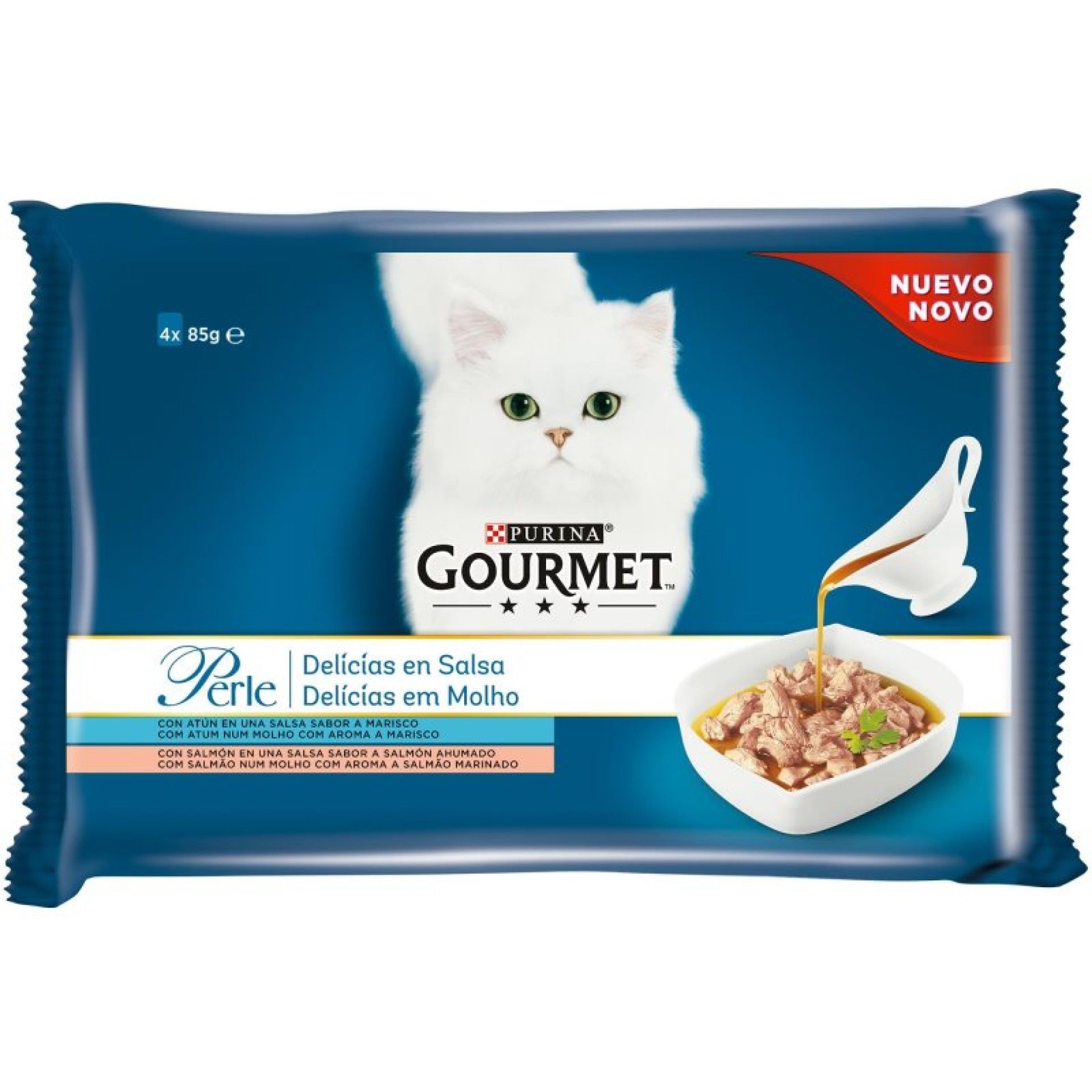 ALIMENTO GATO GOURMET PERLE MOLHO PEIXE 4X85GR ALIMENTO GATO GOURMET PERLE MOLHO PEIXE 4X85GR