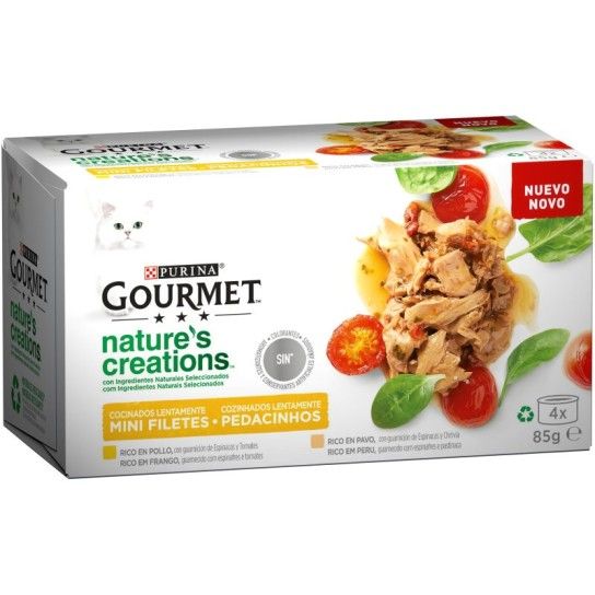 ALIMENTO GATO GOURMET NATURE FRANGO E PERÚ 4X85GR ALIMENTO GATO GOURMET NATURE FRANGO E PERÚ 4X85GR