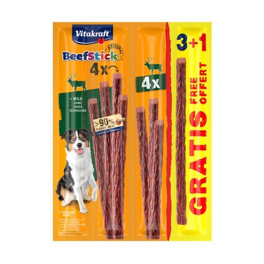 SNACK CÃO BEEF STICK CAÇA 3+1UN GRÁTIS SNACK CÃO BEEF STICK CAÇA 3+1UN GRÁTIS